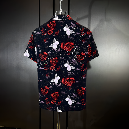 Star Glitter Draped Short Sleeve Shirt