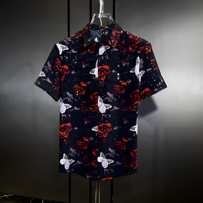 Star Glitter Draped Short Sleeve Shirt
