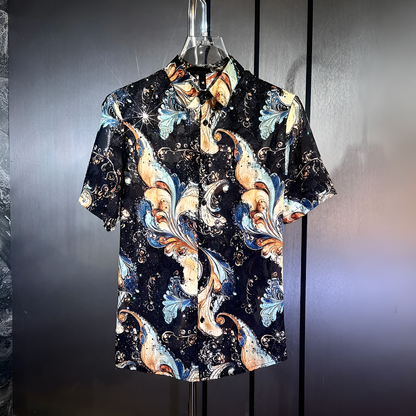 Star Glitter Draped Short Sleeve Shirt