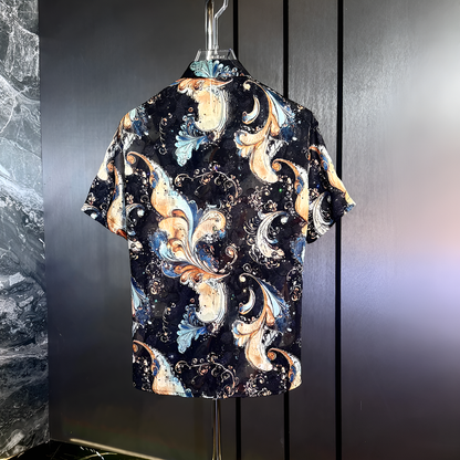 Star Glitter Draped Short Sleeve Shirt