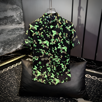 Star Glitter Draped Short Sleeve Shirt