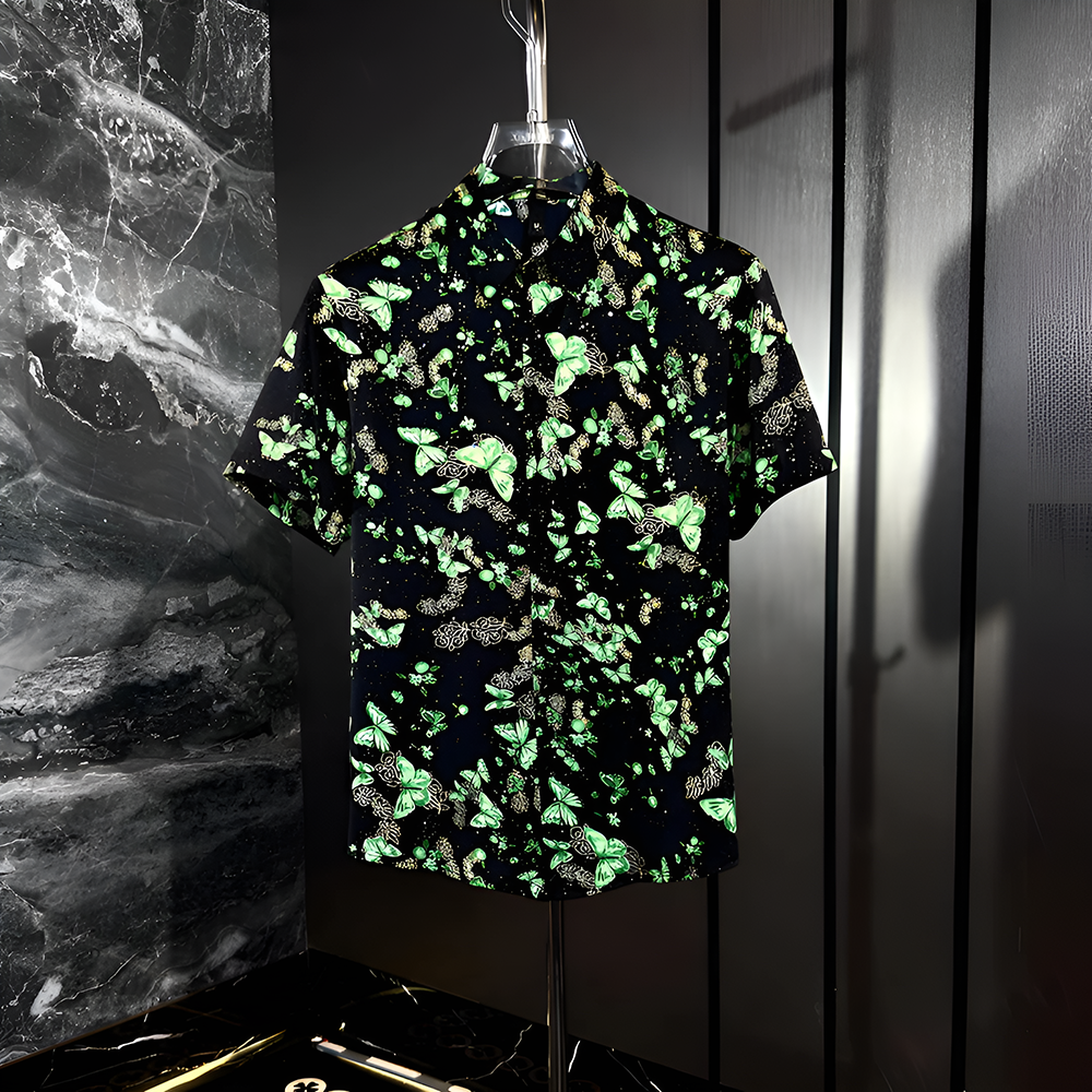 Star Glitter Draped Short Sleeve Shirt