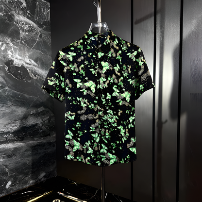 Star Glitter Draped Short Sleeve Shirt
