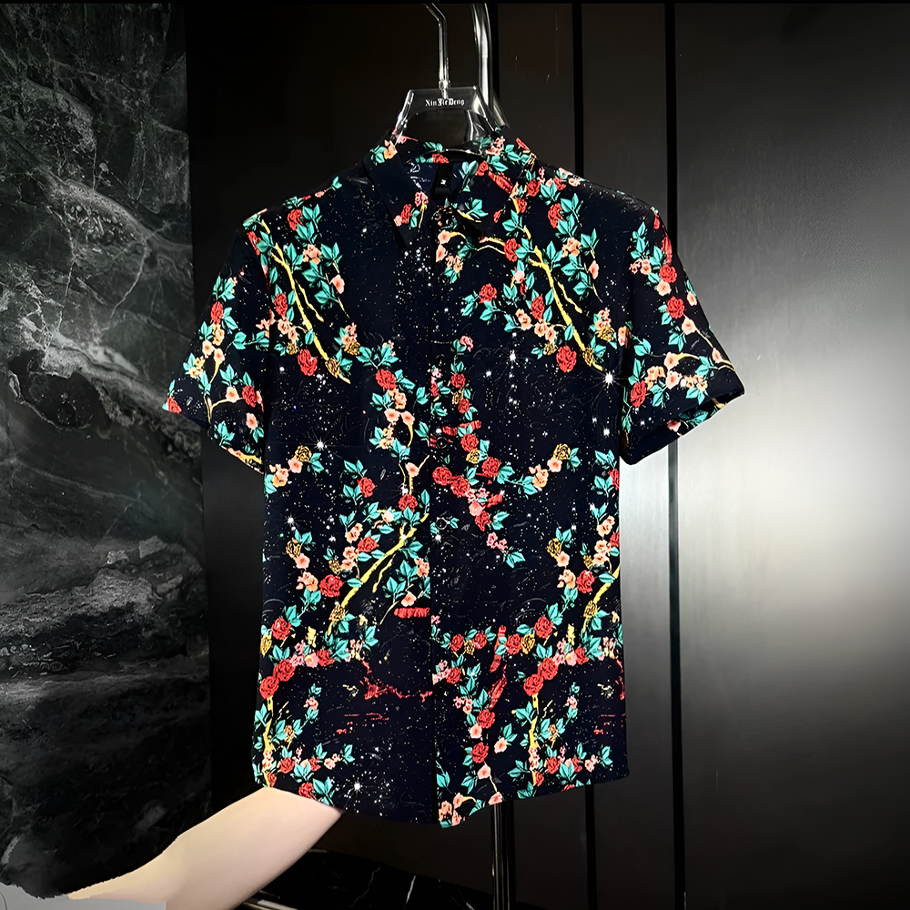 Star Glitter Draped Short Sleeve Shirt