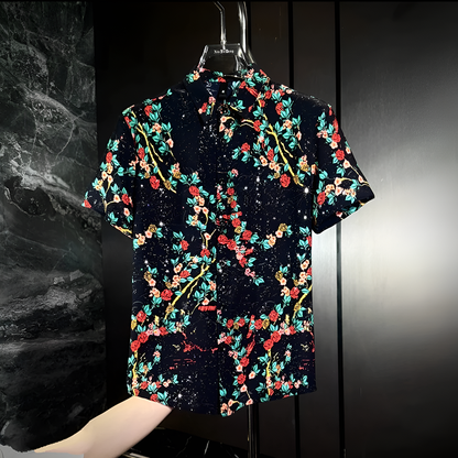 Star Glitter Draped Short Sleeve Shirt