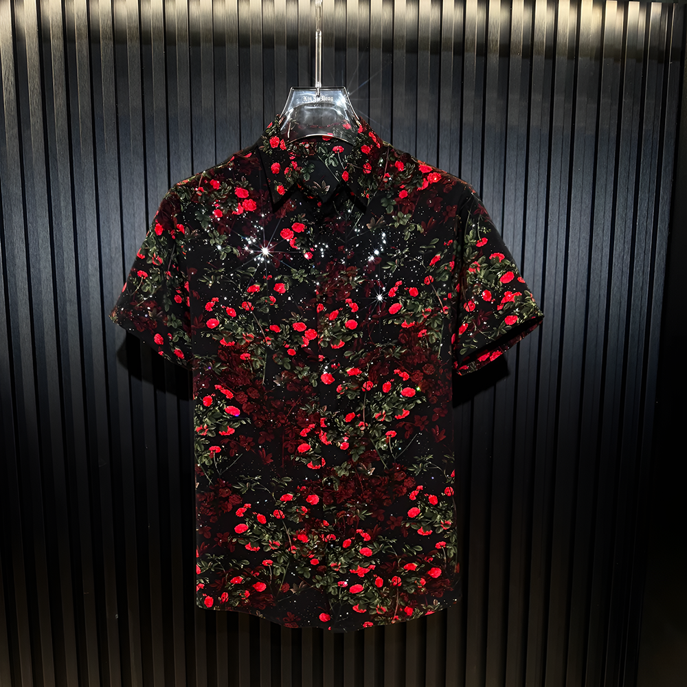 Star Glitter Draped Short Sleeve Shirt II