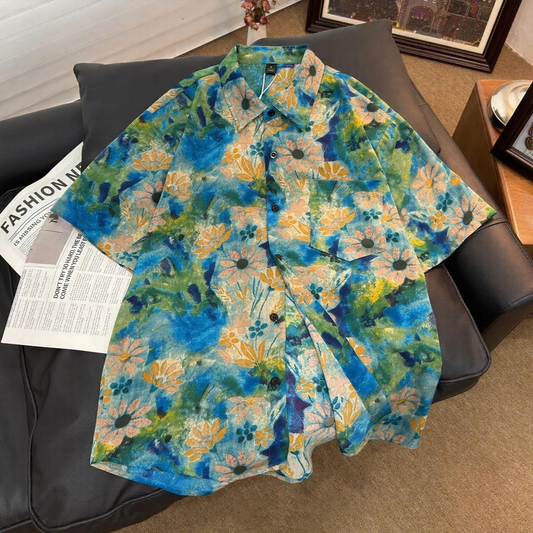 Full-Print Casual Short Sleeve Shirt