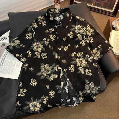 Vintage Lapel Short Sleeve Shirt