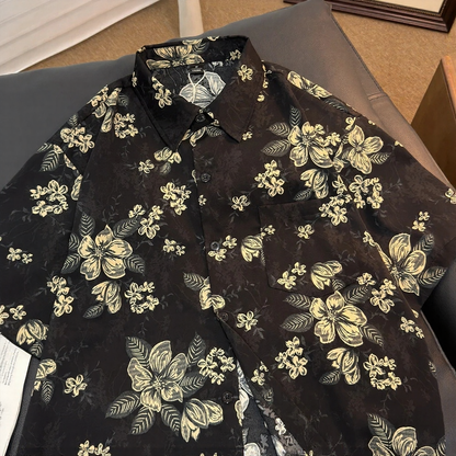 Vintage Lapel Short Sleeve Shirt