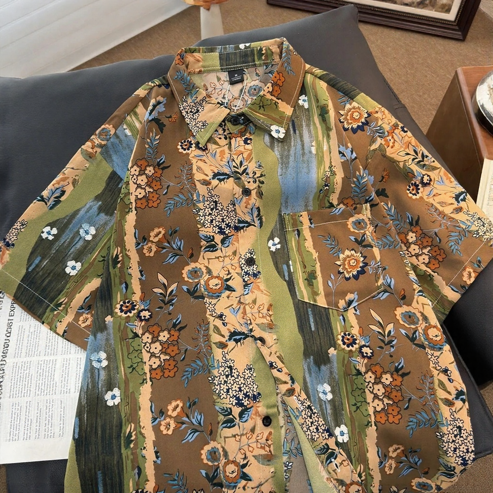 Vintage Lapel Short Sleeve Shirt