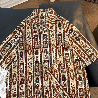 Vintage Lapel Short Sleeve Shirt
