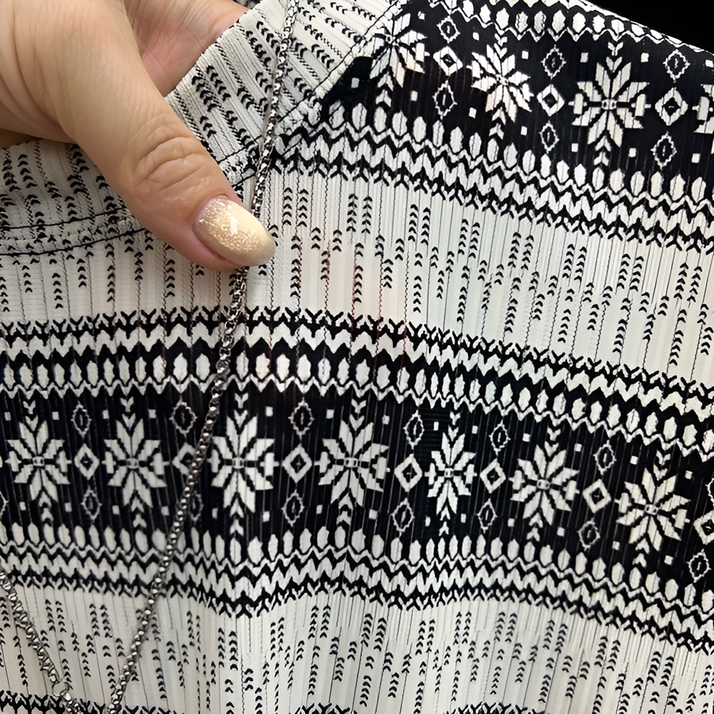 Ethnic Geometric Jacquard Crew Neck Short‑Sleeve T‑Shirt