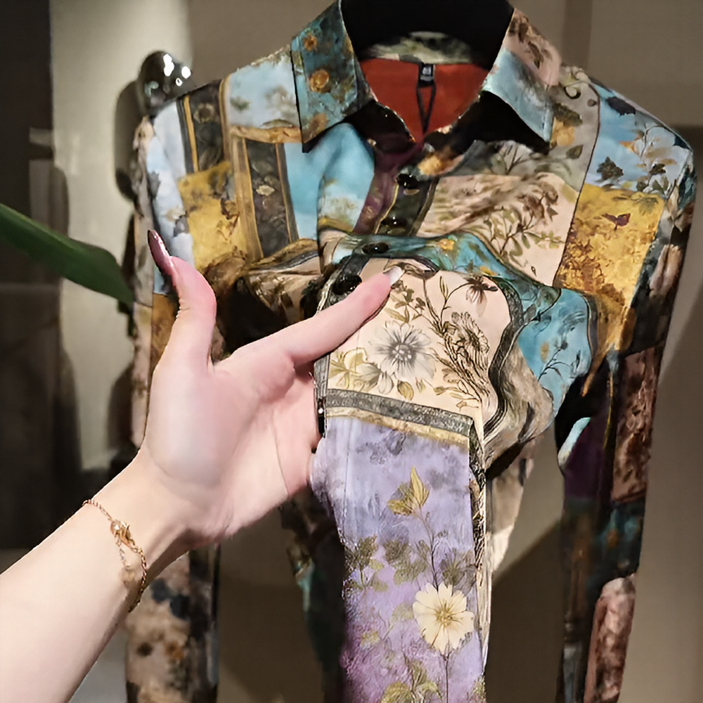 Retro Oil‑Painting Style Casual Shirt