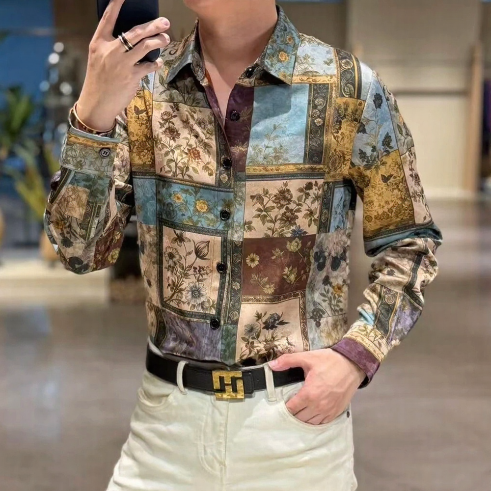 Retro Oil‑Painting Style Casual Shirt