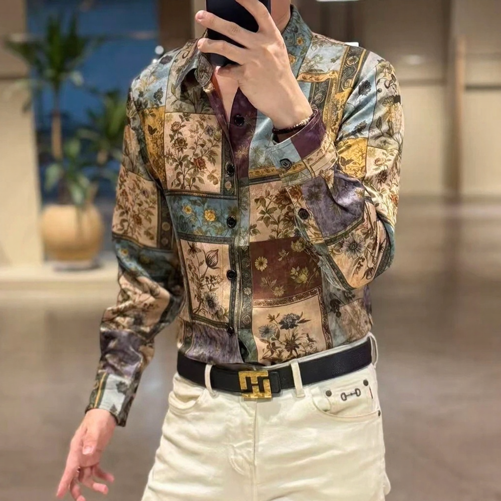 Retro Oil‑Painting Style Casual Shirt