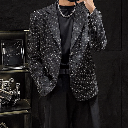 Heavy‑Duty Rhinestone Loose Blazer