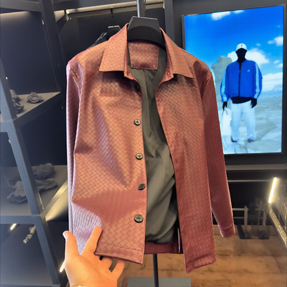 Grid Texture Collared Jacket