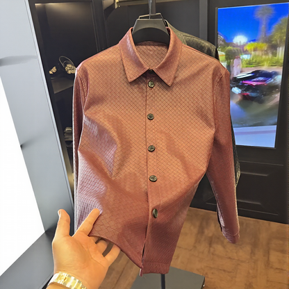 Grid Texture Collared Jacket