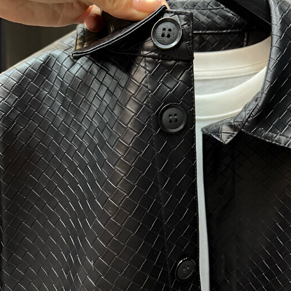Grid Texture Collared Jacket