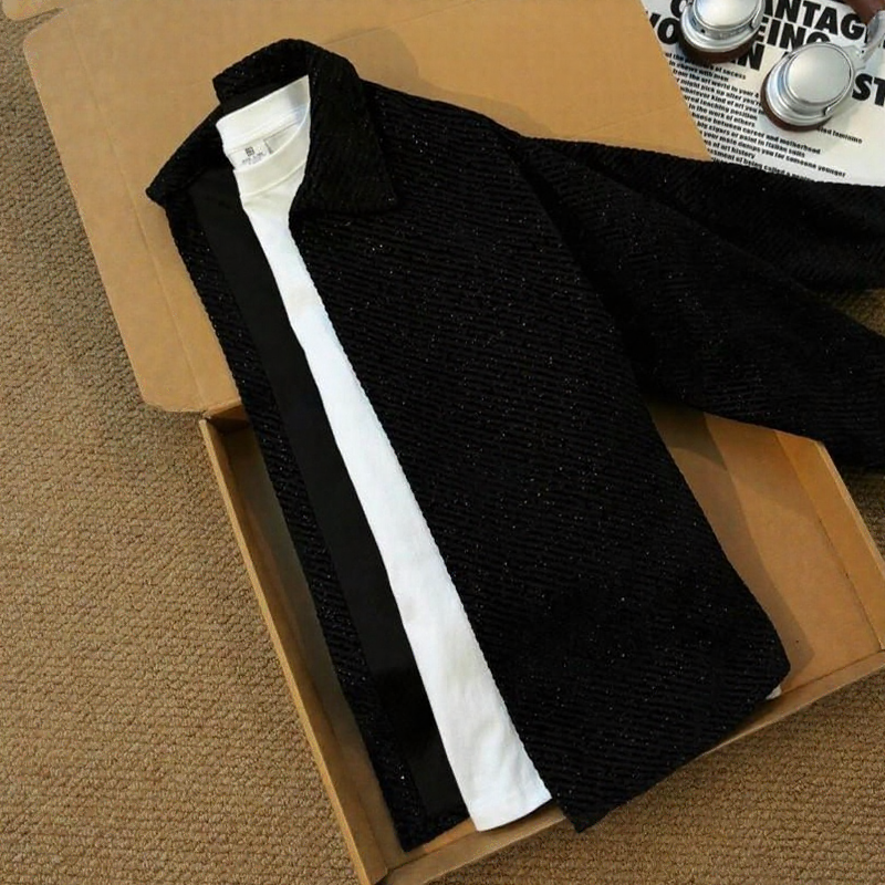 Starry Textured Jacquard Lapel Jacket