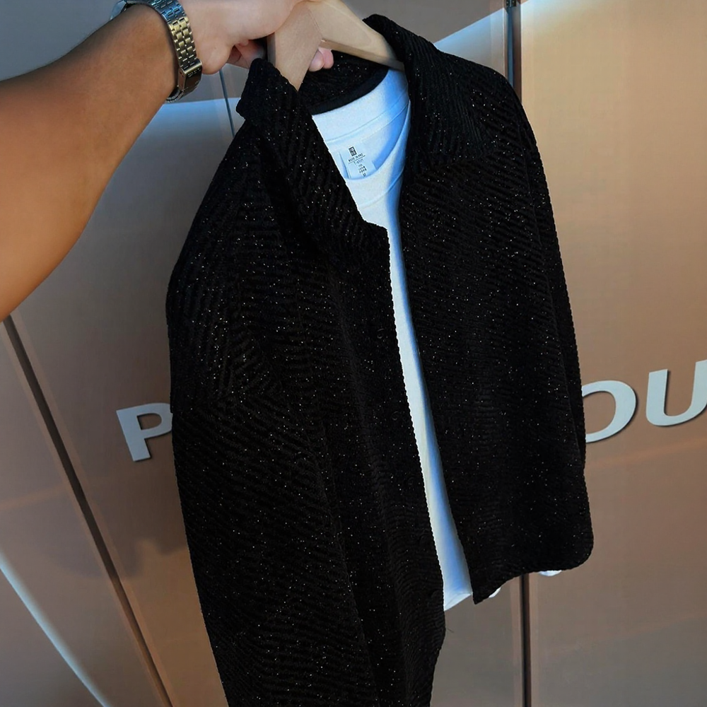 Starry Textured Jacquard Lapel Jacket