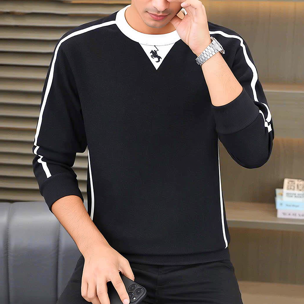 Contrast Shoulder Line Crew Sweatshirt