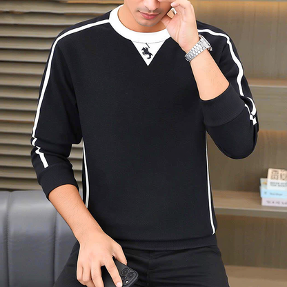 Contrast Shoulder Line Crew Sweatshirt