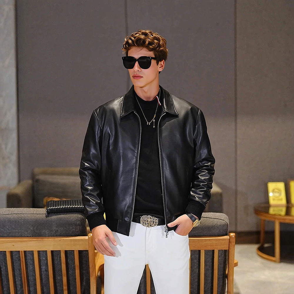 Lapel Biker Leather Jacket