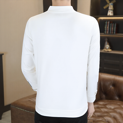 Asymmetric Collar Decorated Long Sleeve Top