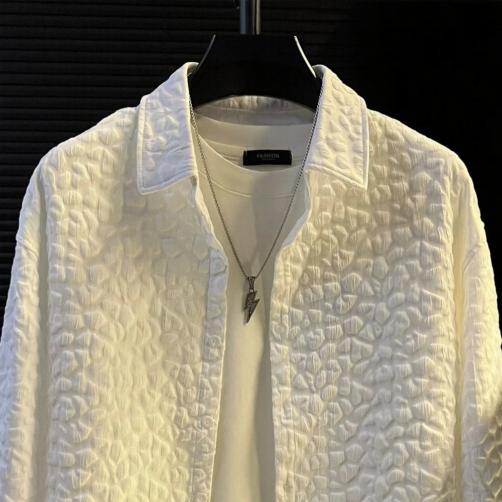 3D Bubble Texture Button Up Shirt