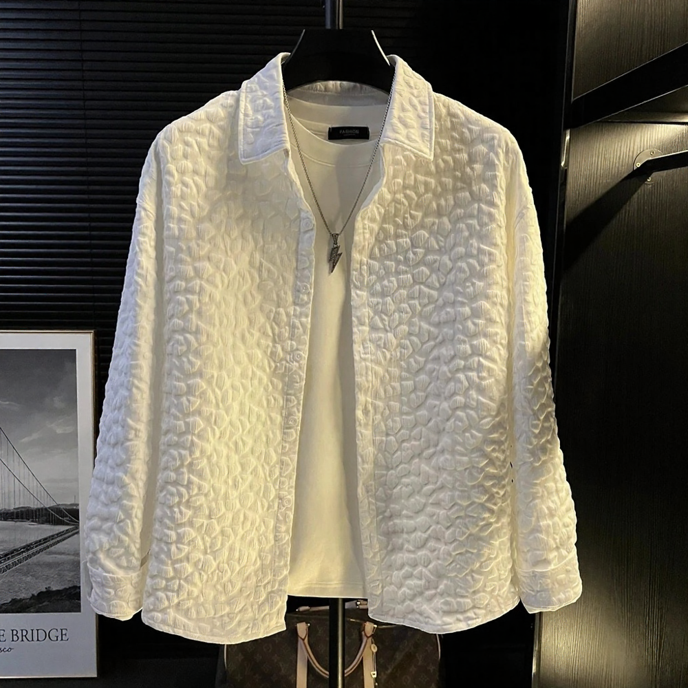 3D Bubble Texture Button Up Shirt