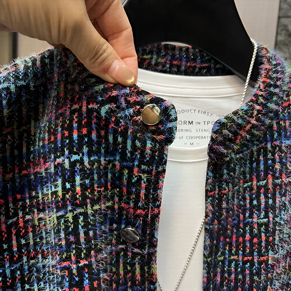 Stand Collar Tweed Style Men's Knit Top