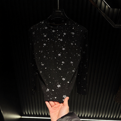 Star Print Slim Fit Men's Long Sleeve Top