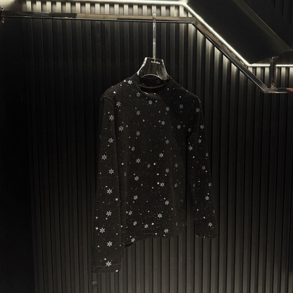 Star Print Slim Fit Men's Long Sleeve Top