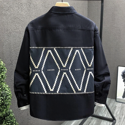 Men Geometric Print Patchwork Shirt