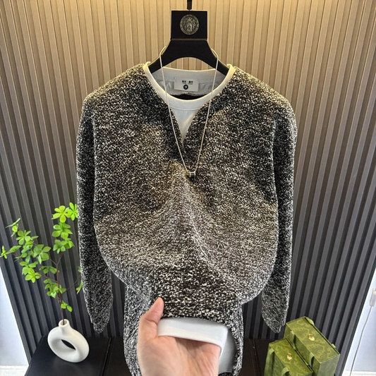 Heathered Faux Layer Crew Neck Sweater
