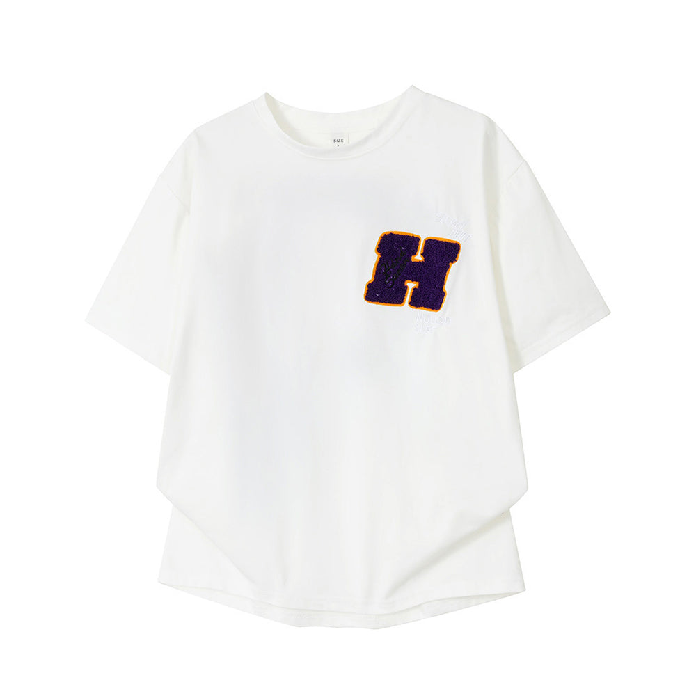 Back Multi-Graffiti Element Embroidery Oversized Drop-Shoulder Tee