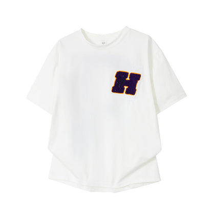 Back Multi-Graffiti Element Embroidery Oversized Drop-Shoulder Tee