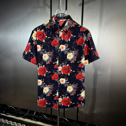 Artistic All‑Over Floral Print Casual Short‑Sleeve Shirt