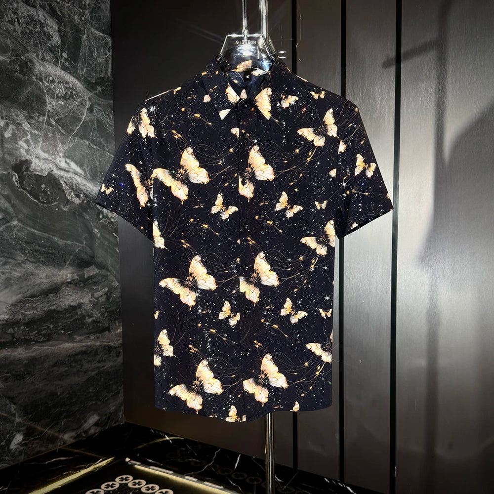 Star Glitter Draped Short Sleeve Shirt II