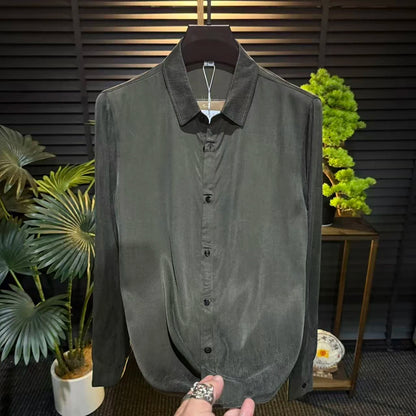 Minimal Luxury Drape Smooth Luxury Long‑Sleeve Shirt