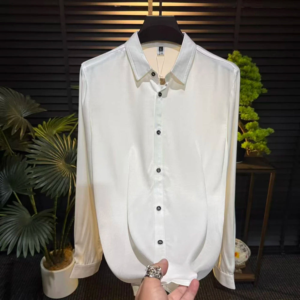 Minimal Luxury Drape Smooth Luxury Long‑Sleeve Shirt