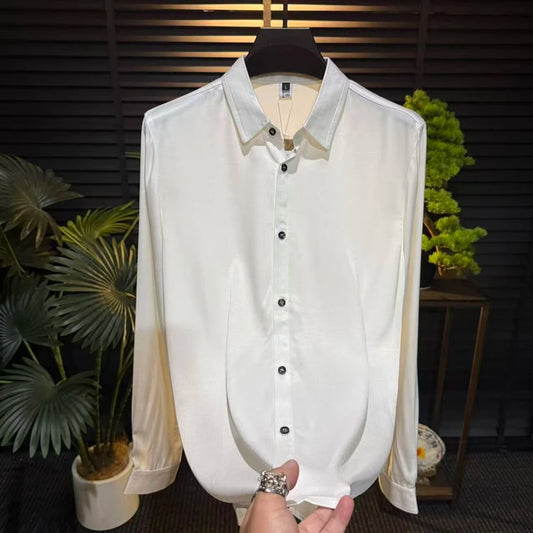 Minimal Luxury Drape Smooth Luxury Long‑Sleeve Shirt