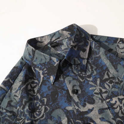 Vintage Botanical Floral Print Short‑Sleeve Collared Shirt