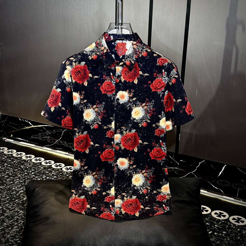 Artistic All‑Over Floral Print Casual Short‑Sleeve Shirt