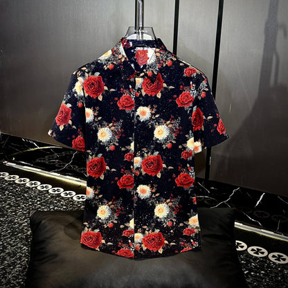 Artistic All‑Over Floral Print Casual Short‑Sleeve Shirt