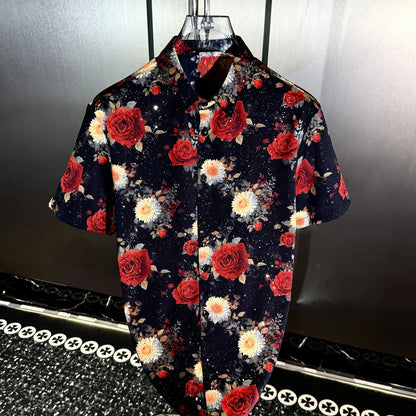 Artistic All‑Over Floral Print Casual Short‑Sleeve Shirt