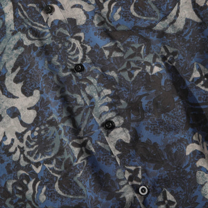 Vintage Botanical Floral Print Short‑Sleeve Collared Shirt