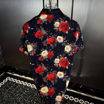 Artistic All‑Over Floral Print Casual Short‑Sleeve Shirt