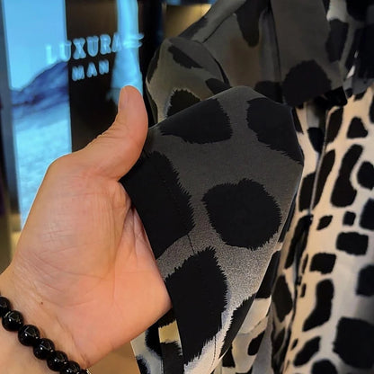 Vintage Irregular Spot Texture Draped Lapel Short Sleeve Shirt